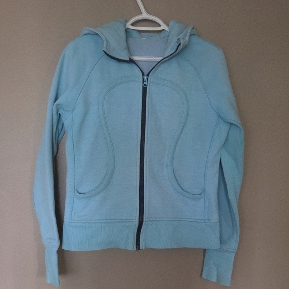 lululemon athletica Tops - Lululemon Scuba Light Blue Zip-Up Hoodie Size 6